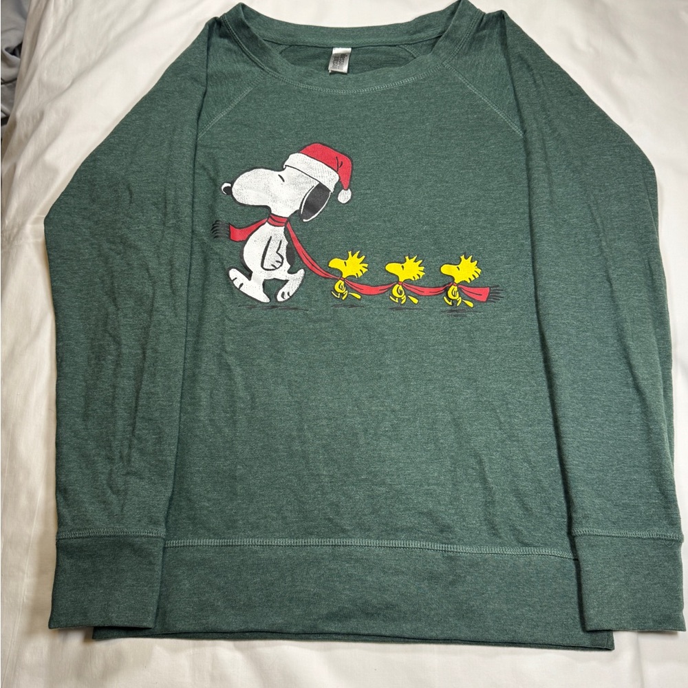 Festive Green Snoopy Sweatshirt